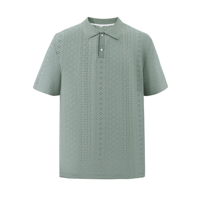 Men's Light Green Polo Shirt with Diamond Floral Pattern