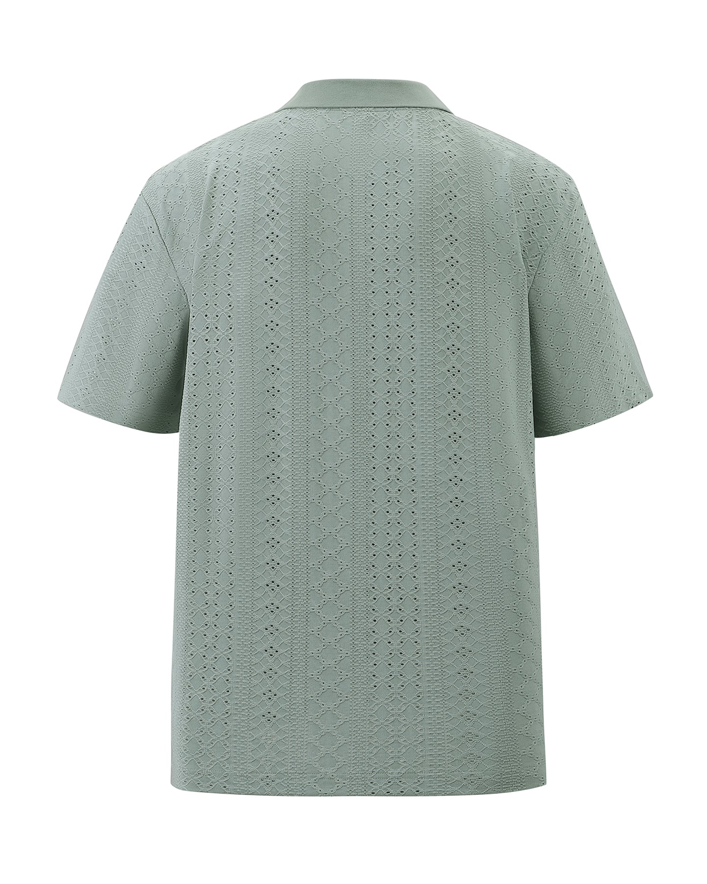 Men's Light Green Polo Shirt with Diamond Floral Pattern