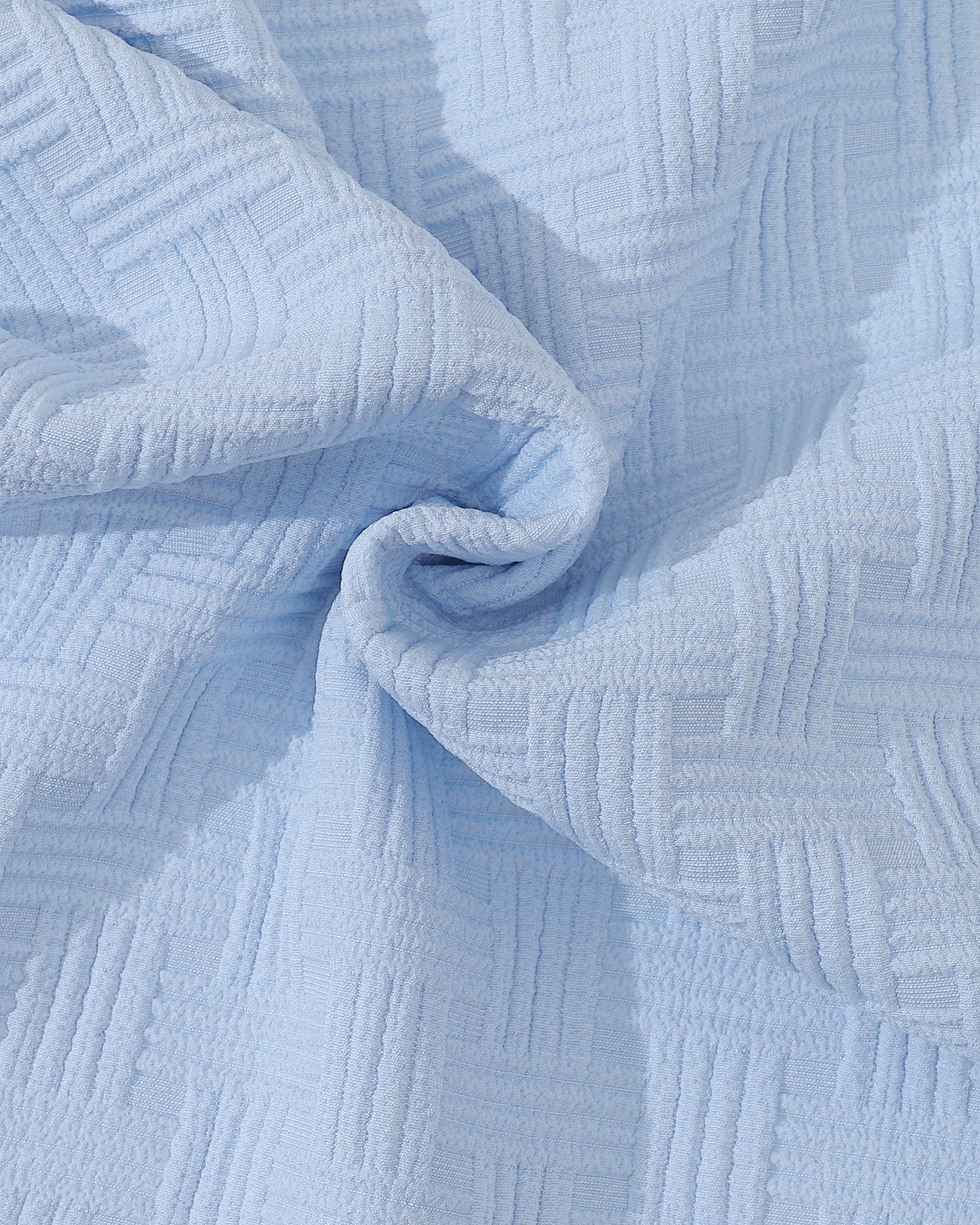 Light Blue Woven Texture Polo Shirt - Breathable & Classic