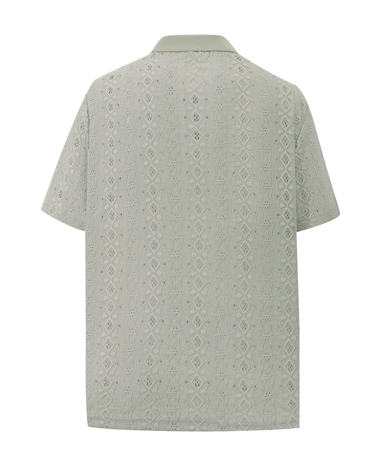 Intricate Jacquard Polo Shirt for Men: Diamond & Floral Pattern Golf Top