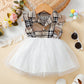 Baby Girls Dress Plaid Lace Sleeveless One Piece Summer Dress 112204020