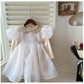 Baby Girls Princess Dress Spring Sequined Lace Doll Collar Bubble Sleeve Gauze Dress  23C009