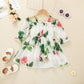 Baby Girls Dress Straps Floral Print Long Sleeve One Piece Sund Dress White SH10368B