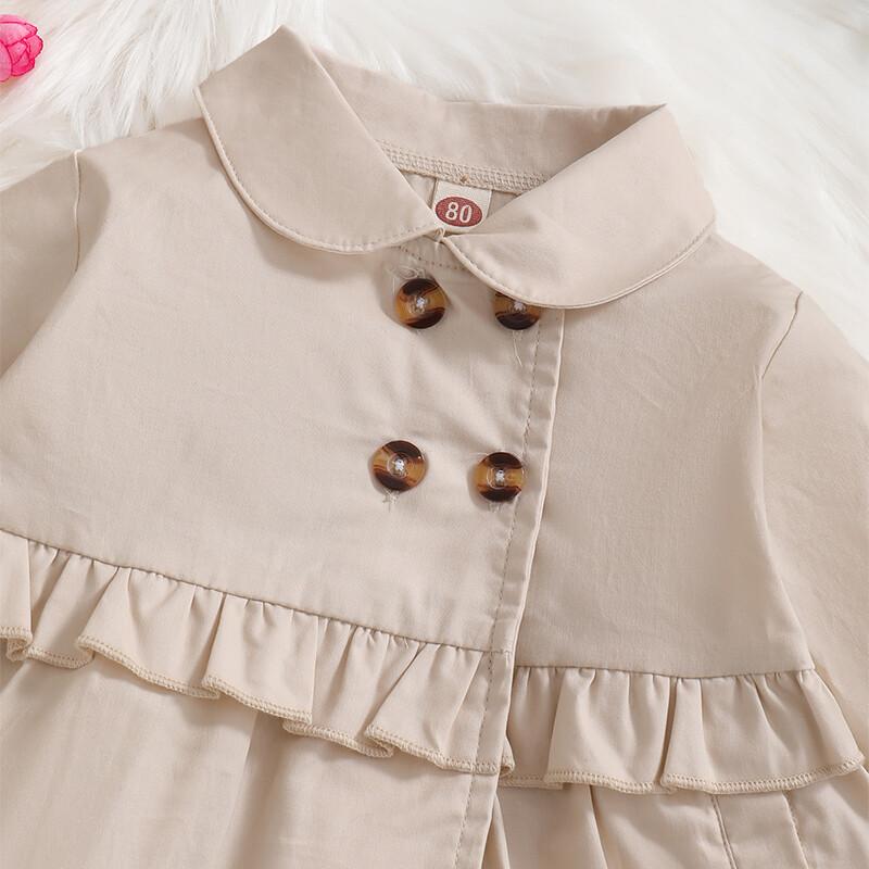 Infant Kids Girls Clothes Kids Girls Long Sleeve Lapel Coat Tops Baby Girl Fall Winter Coat Tops ApricotTT-SH-22107515
