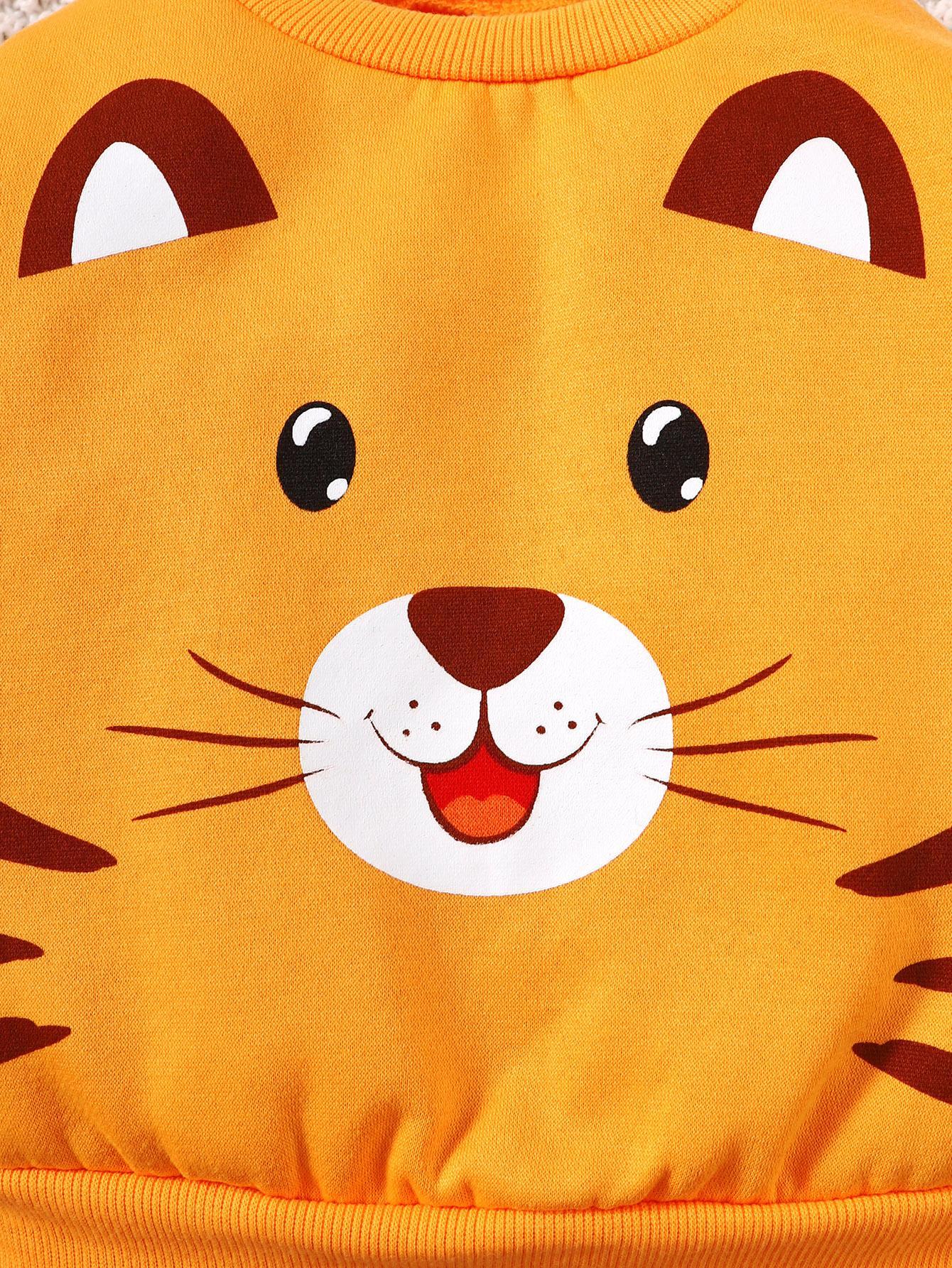 Baby Boys Outfits Cat Long Sleeve Winter Tops Elastic Pants 2Pcs Clothes Set Yellow GS112208456