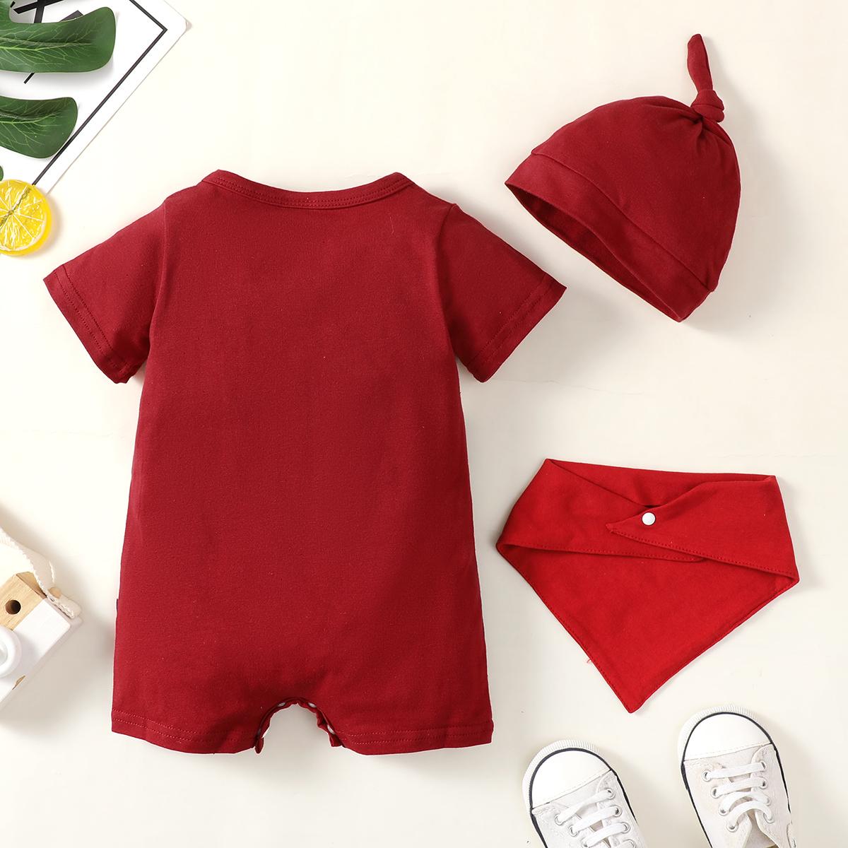 KID FASHION Baby Boys Clothes "little BOSS" Splice Summer Romper With Hat 2Pcs Romper Set 122205013