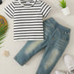 kids Boys Clothes kids Outfits Stripe Tops Ready Stock Deimin Pants 2PCS SL202303101