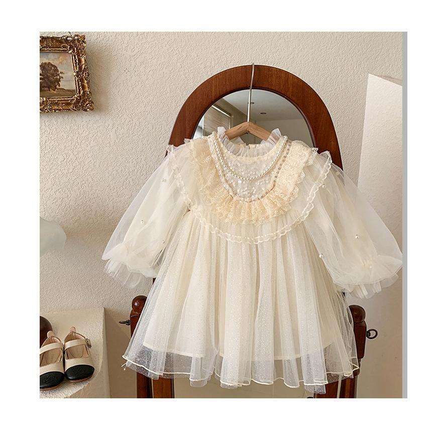 Baby Girls Princess Dress Bubble Sleeved Lace Fluffy Dress One Piece Party Perfprmance Dress 23c010