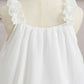 Ready Stock Kids Fashion Girls Clothes Solid White Lace Summer Straps Eneving Party Dress With Headband 2Pcs Perforamance Set 112301001