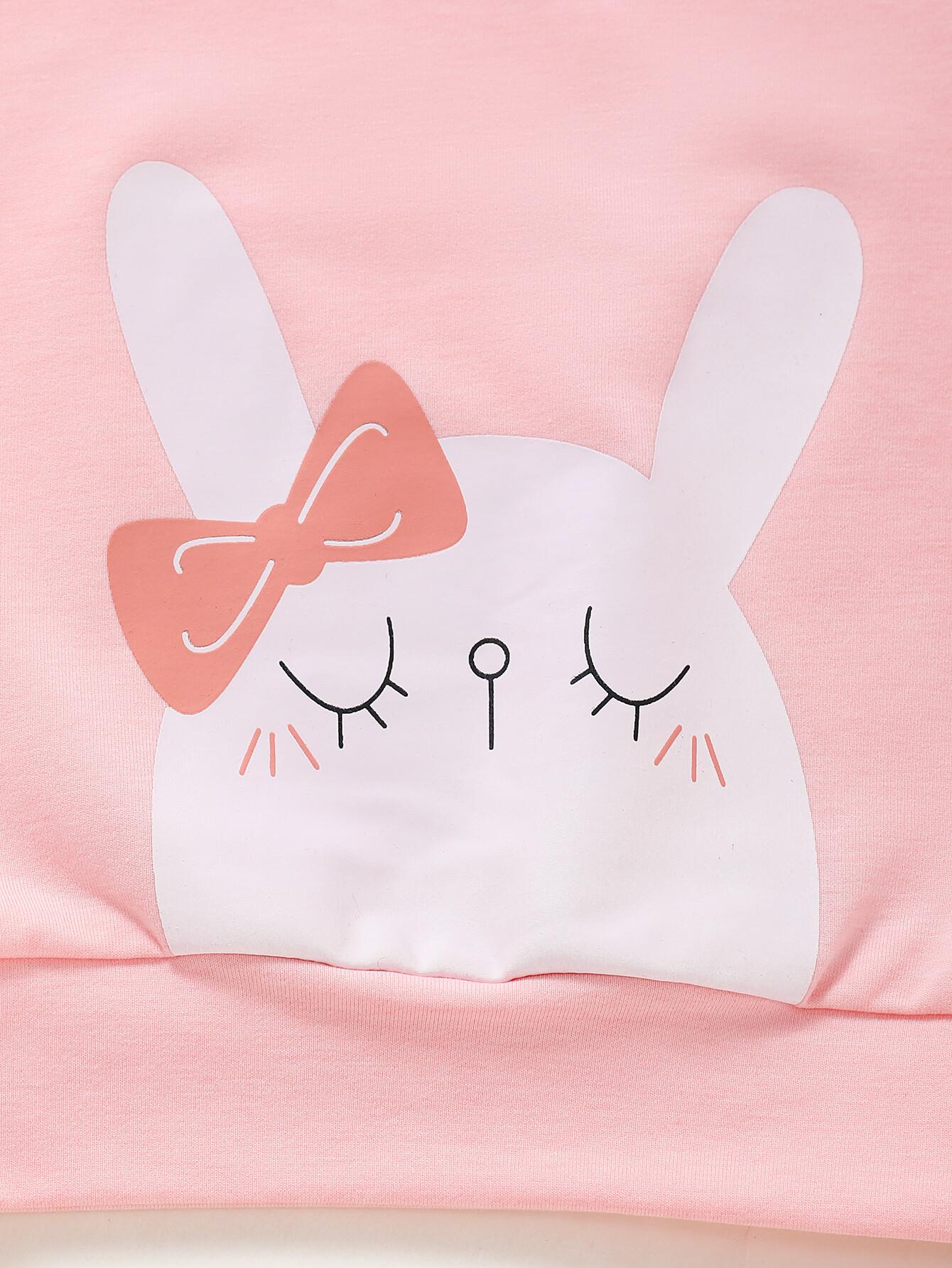 Toddler Baby Girl Clothes Baby Girls Summer Outfits Girls Short Sleeve Cute Rabbits Print Top Shorts Set Pink WL2005796