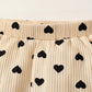 Kids fashion Girls Outfits Summer Straps Heart Print Tops Shorts 2Pcs OOTD Apricot 12110056