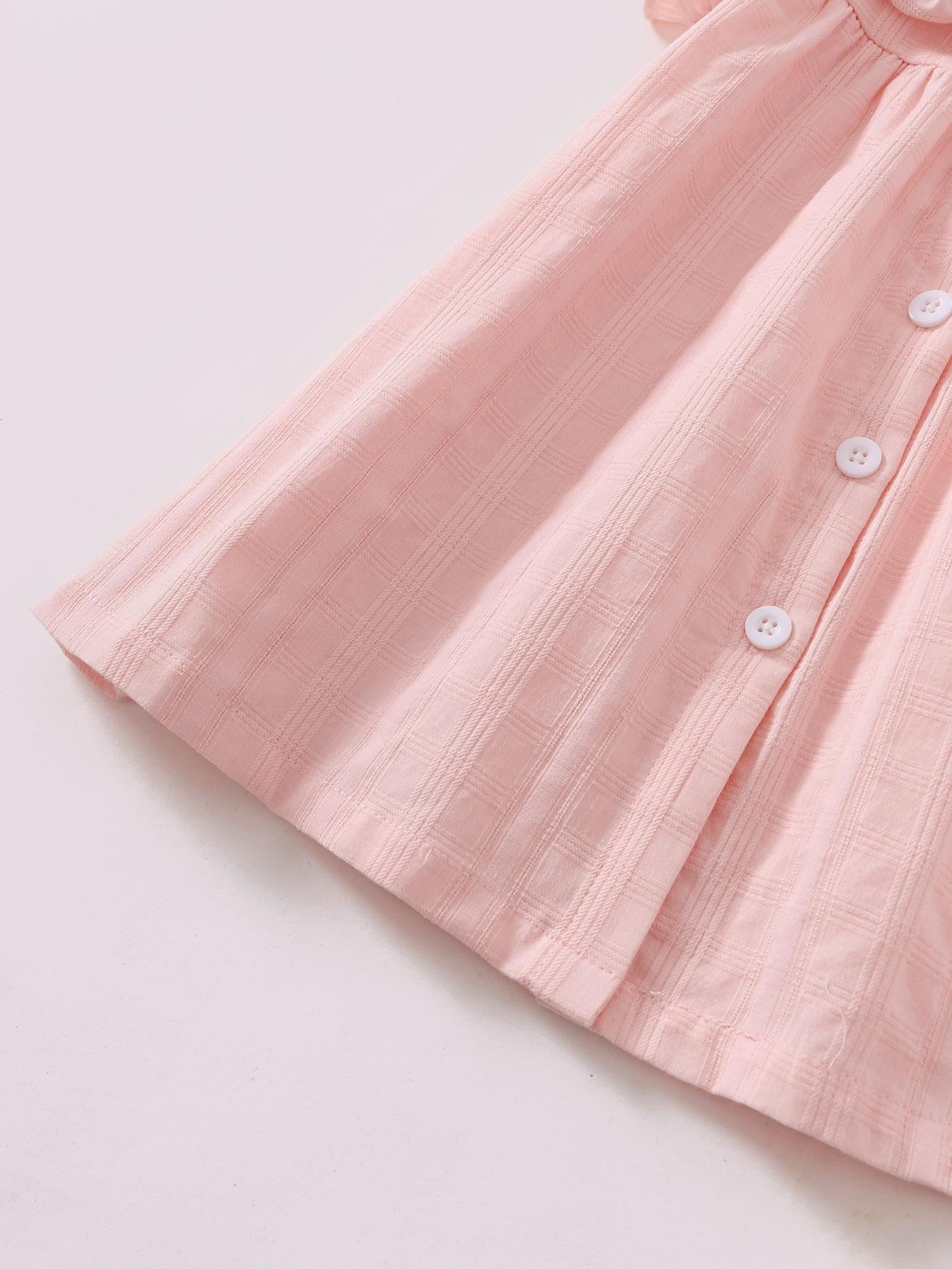 Baby Girls Dress Pure Color Doll Collar One Piece Sun Dress Pink F212111451-1