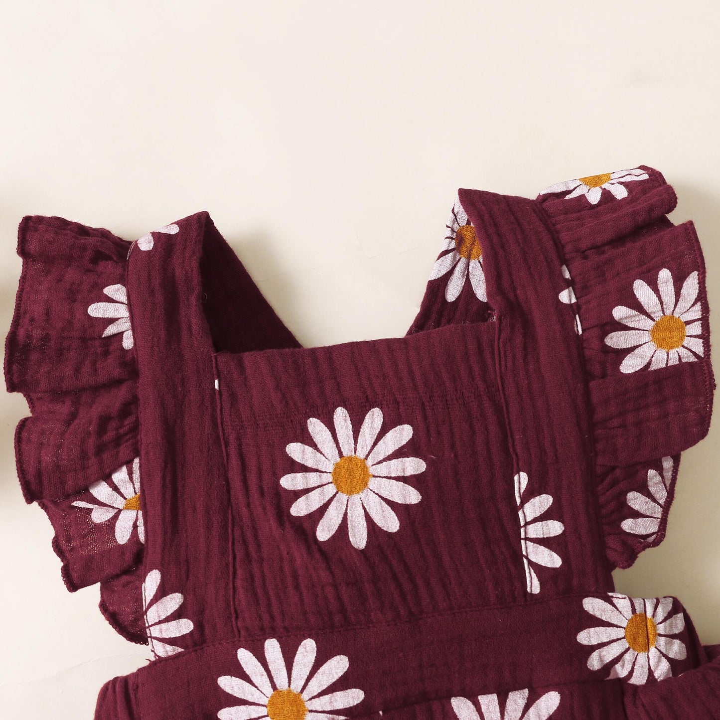 Newborn Baby Girls Clothes Baby Girls Romper Bodysuit Daisy Print Flying Sleeve Romper Baby Girls One Piece Jumpsuit Headband Set Red 32102758