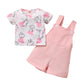Newborn Baby Girl Clothes Short Sleeve Rabbits Print Shirt Top Shorts Overalls Set Baby Girl Summer Outfits22011265