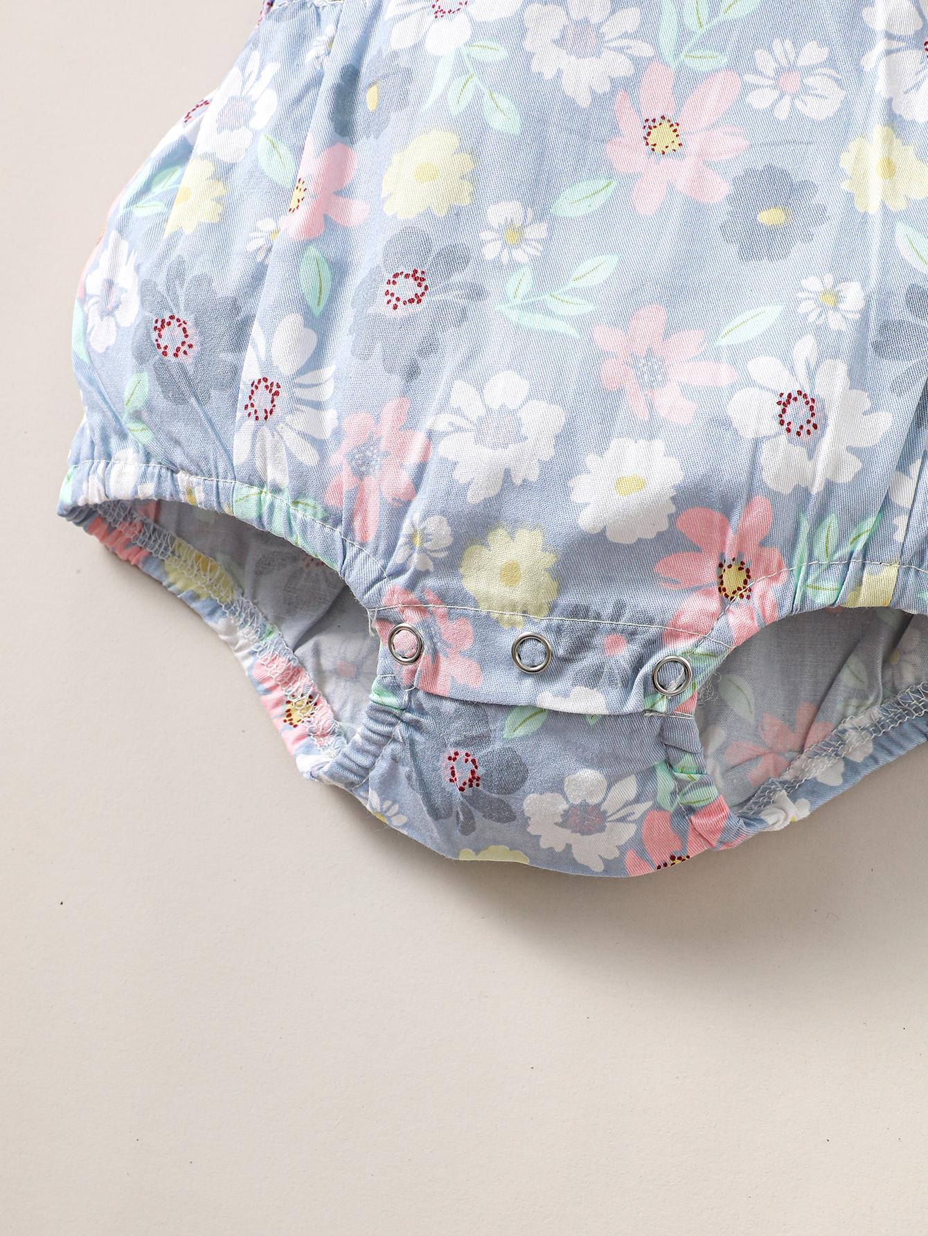 Kid Fashion Ready Stock Girls Clothes Summer Sleeveless Floral Print Romper With Hat 2Pcs Set ZX-ZB029