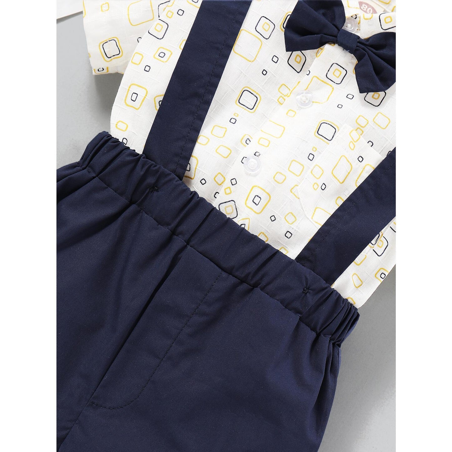 Baby Boys Clothes Baby Boys 2PCS Outfits Short Sleeve Lapel Tops Overall Shorts Set Dark BlueWL2004434