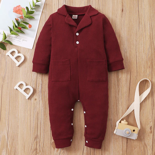 Baby Boys Romper Pocket One Piece Jumpsuit Red 22106304