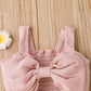 Baby Girls Outfits Straps Bow Tops For Summer Gauze Skirts 2Pcs Clothes Set Pink HE22325A