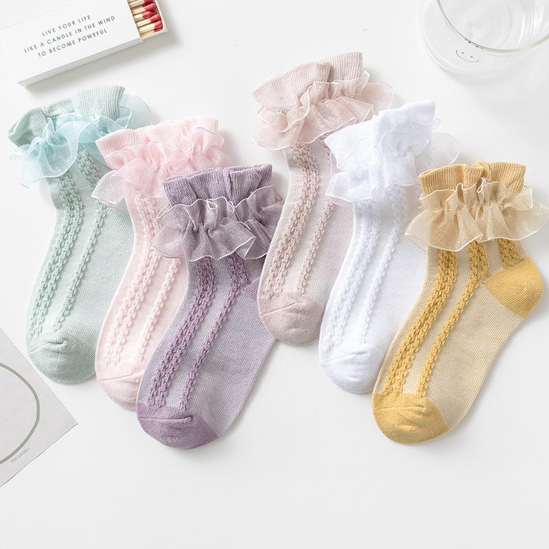 Kids Fashion  Girls Socks Double Lace Socks Princess Dancing baby Cotton Socks A23