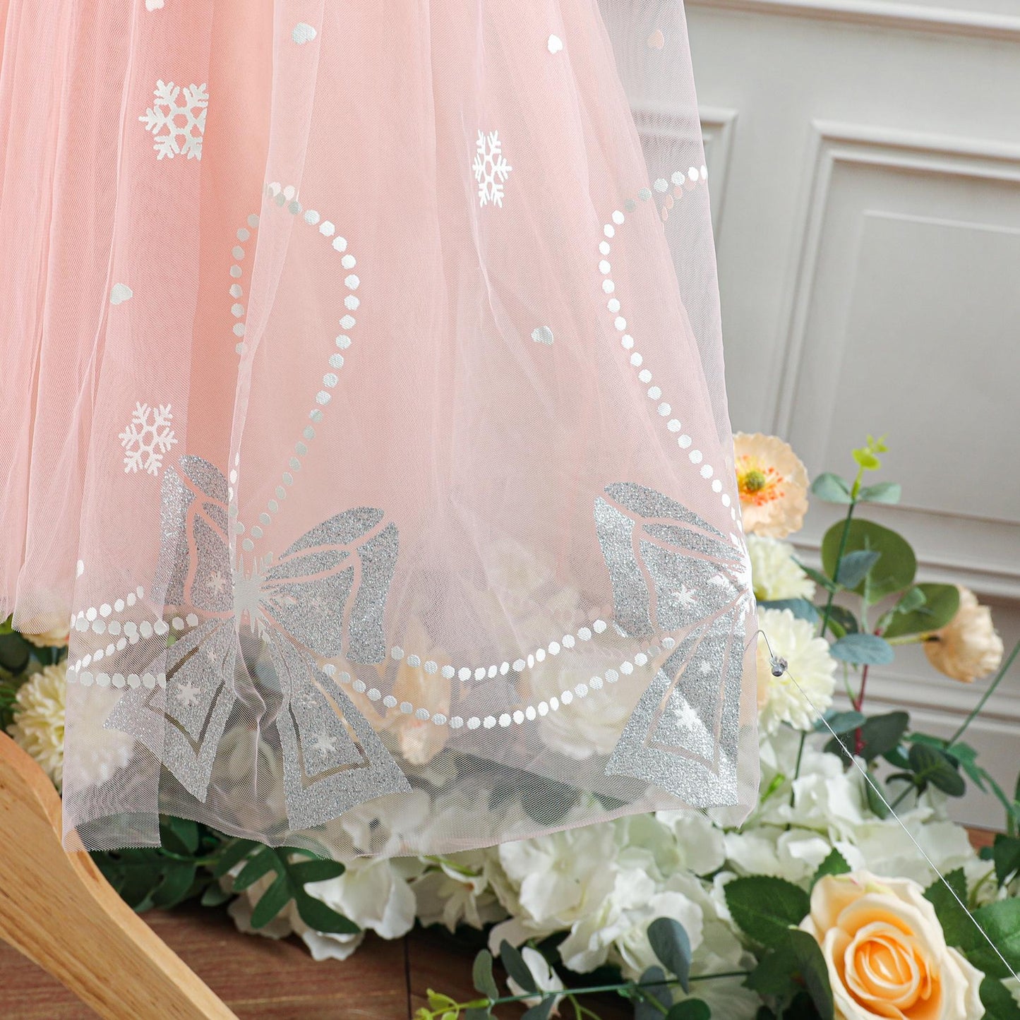 Baby Girls Princess Dress Gauze Embroidery Bow Dress One Piece Feast Dress Pink 339097