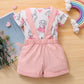 Newborn Baby Girl Clothes Short Sleeve Rabbits Print Shirt Top Shorts Overalls Set Baby Girl Summer Outfits22011265