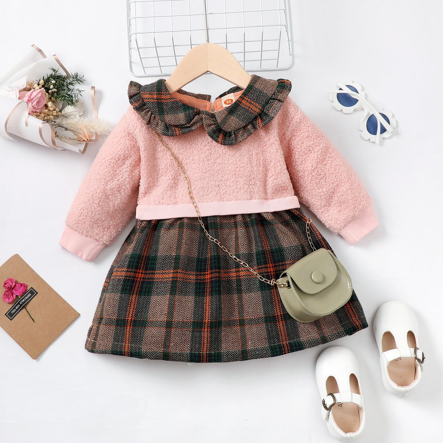Kid Clothes Girl Clothes Doll Collar Plaid Dress 200953