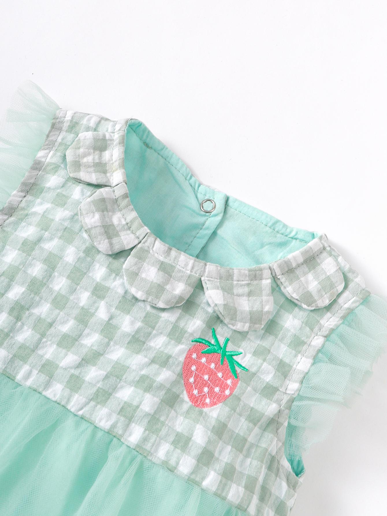 Kid Fashion Ready Stock Plaid Summer Sleeveless Splice Gauze Romper Dress With Hat 2Pcs ZX-ZB032