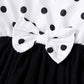 Newborn Baby Girls Outfits Wave Point Print Ruffle Sleeve Lace Bow Long Sleeve Dress+Headband 2Pcs Clothes Set White 22108163SY