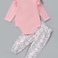 Kid fashion Girl Clothes Girl Outfits Ruffle Long Sleeve Romper Top Floral Pants 2PCS Clothing Set Pink WL20081301