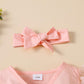 Baby  Girls Outfits Splice Gauze Dress +Headband 2Pcs Clothes Set,Pink 22105421