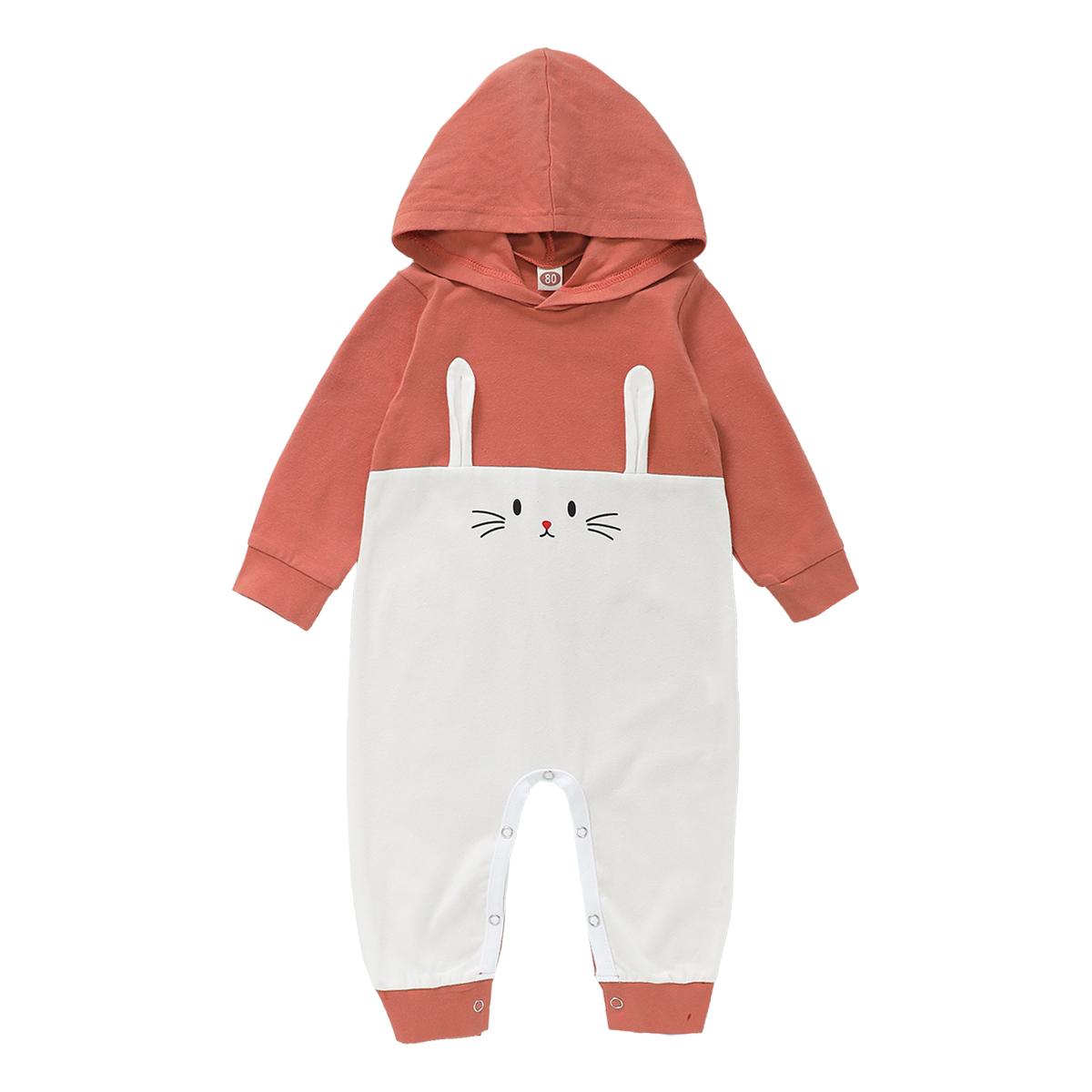 Infant Baby Girl Clothes Toddler Baby Girl Romper Jumpsuit Long Sleeve Hooded Jumpsuit Baby Girl One Piece Overall Pants Orange WL20071281