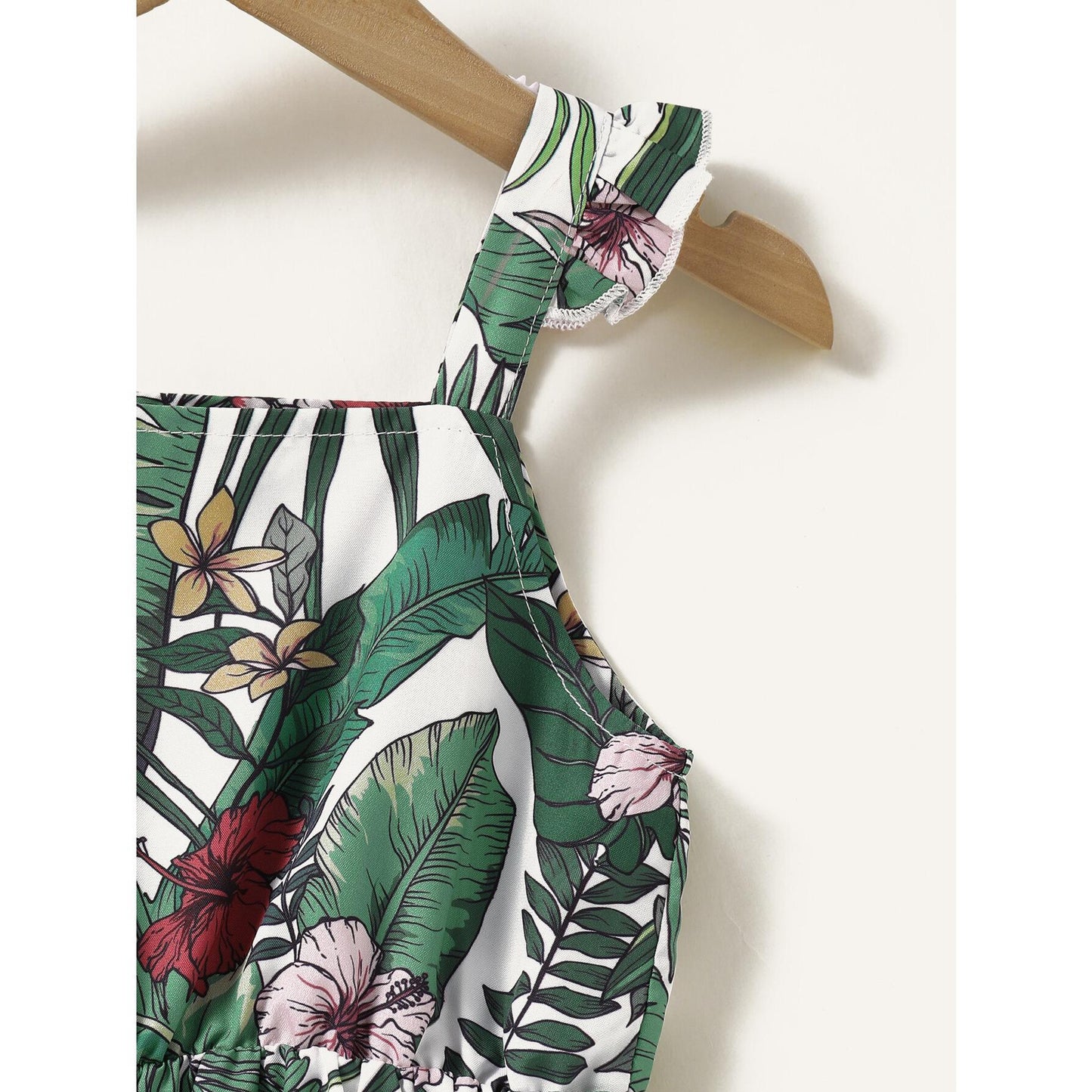Kids Girl Clothes Little Girls Dress Sleeveless Floral Dress Little Girls Suspender Dress Green-YC2004167