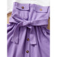 Baby GirlsDress Long Sleeve Round Neckline Pockets Dress Purple12105322