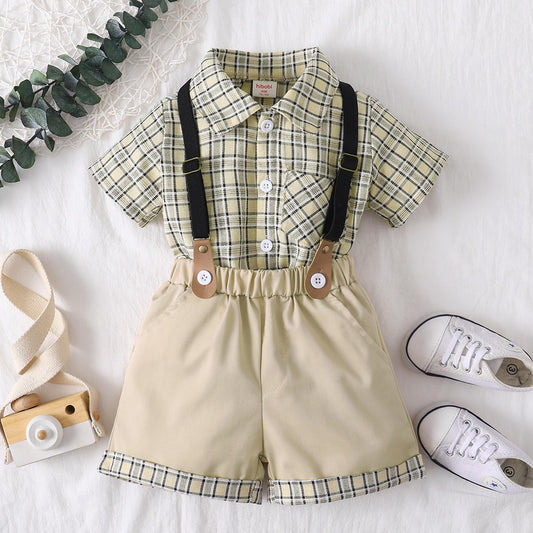 BaBy Clothes Boy Clothes Short Sleeves Chequered Shirt 2PCS 212111049