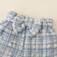Kids fashion Girls Summer Clothes One Shoulder Plaid Elastic Shorts 2Pcs Outfits Blue 122203457