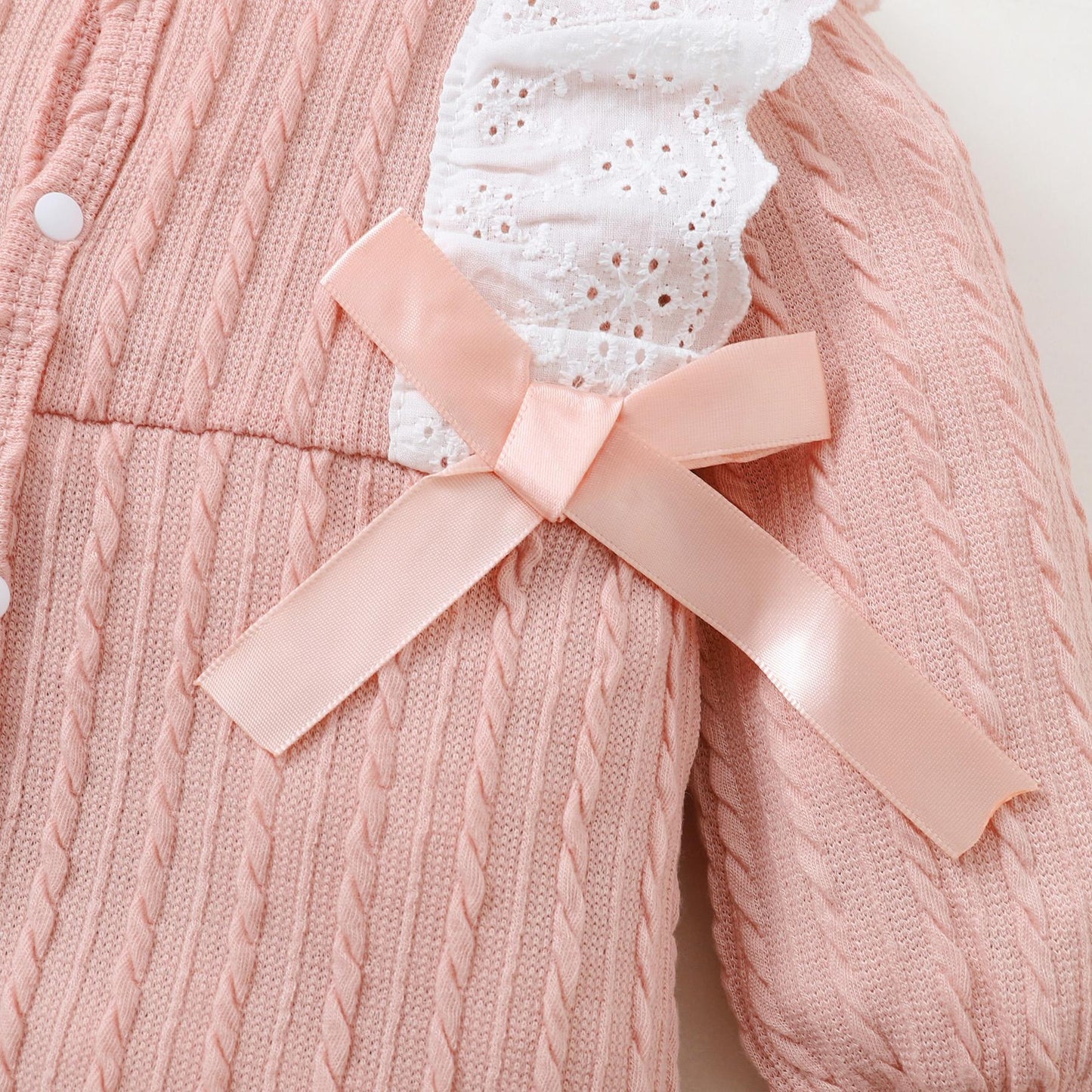 Baby Girls Romper Doll Collar Bodysuit Single Breasted Design One Piece Winter Jumpsuit Pink BL22110897