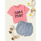 CLEARANCE*Baby Girl Clothes Summer Outfits Short Sleeve Shirt Top Jeans Shorts Set Baby Girl Denim Shorts Set YC2004270