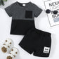 Kids Fashion Boys Clothes OOTD Splice Pocket Shirt Shorts 2Pcs Outfits 212211009