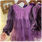 Baby Girls Dress Long Sleeve Princess Gauze One Piece Winter Dress Purple 800030