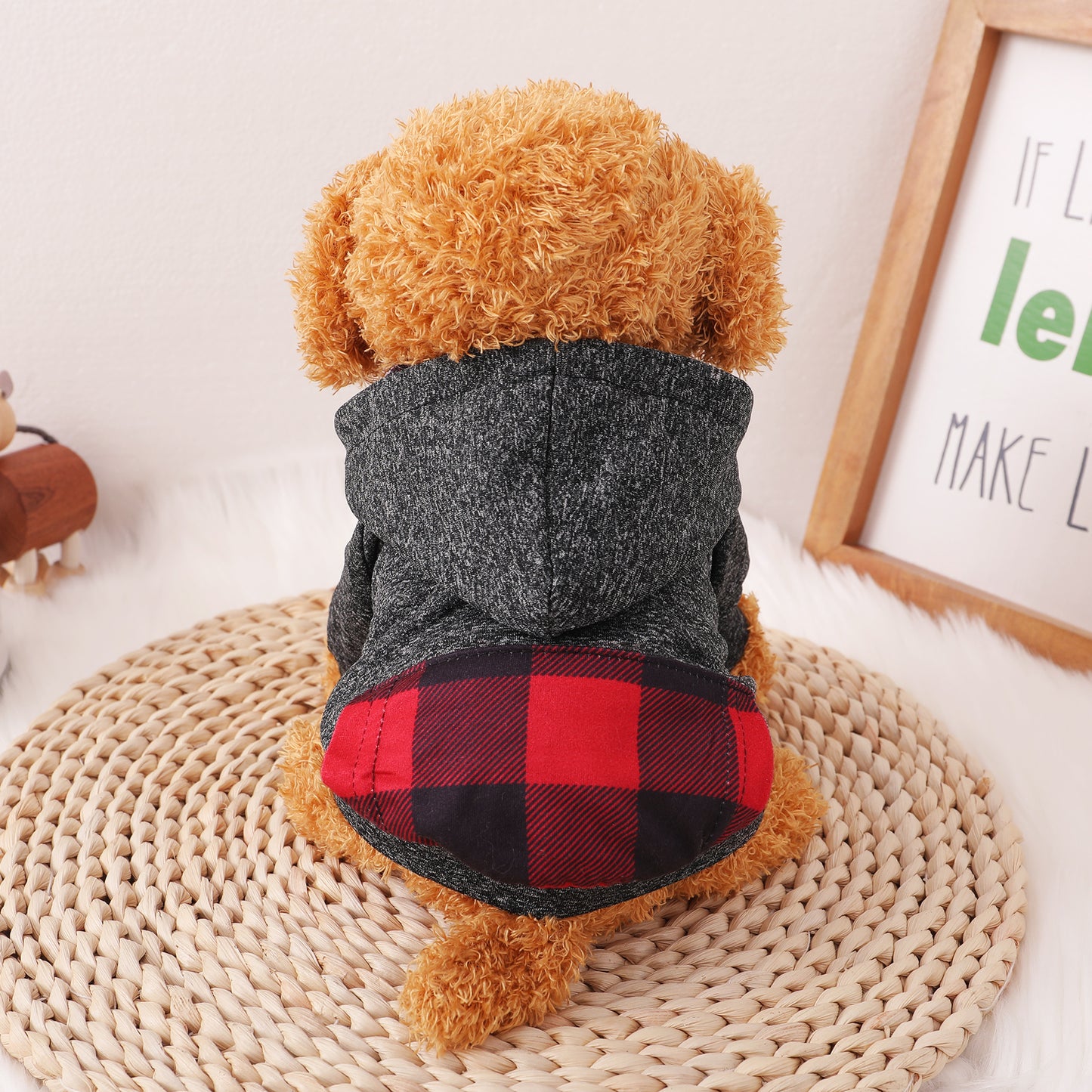 Pet Dog and Cat Clothes Pet Fashion Hoodie with Pockets Grey Plaid HA32107752