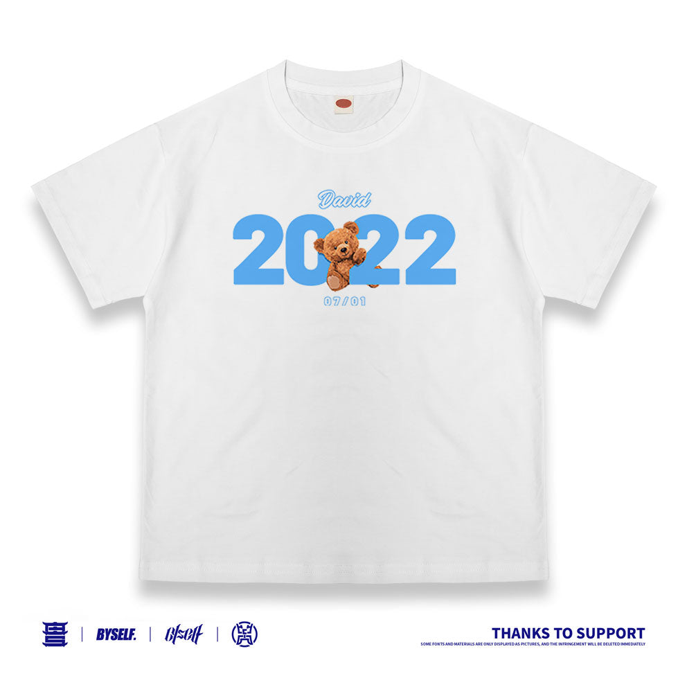Customized T-shirt Ice Cotton, Matching Outfits, Year of birth bear pattern, Child and adult sizes, Whatever Design You Want220710