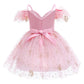 Girls Dress Children's Wear Pink Crown Sequin Princess Dress Mesh Catwalk Dress Dress 8277