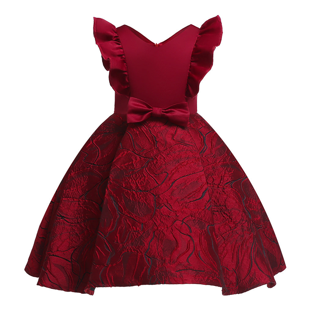 Princess Dress For Girls Bow Sleeveless V Neck Dress Performance One Piece Party Dress 3184