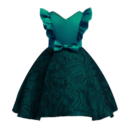 Princess Dress For Girls Bow Sleeveless V Neck Dress Performance One Piece Party Dress 3184