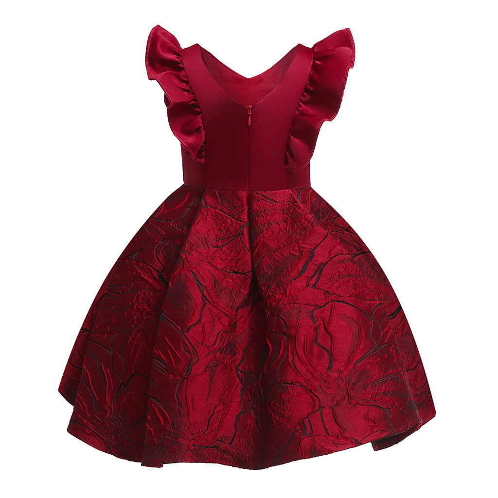 Princess Dress For Girls Bow Sleeveless V Neck Dress Performance One Piece Party Dress 3184