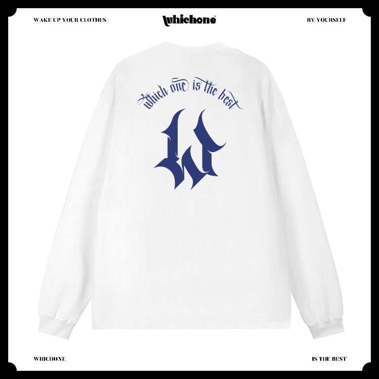 Customized Long Sleeve Round Neckline, gothic alphabet, black, white, pure cotton, matching outfits, whatever design you wantDZ2222