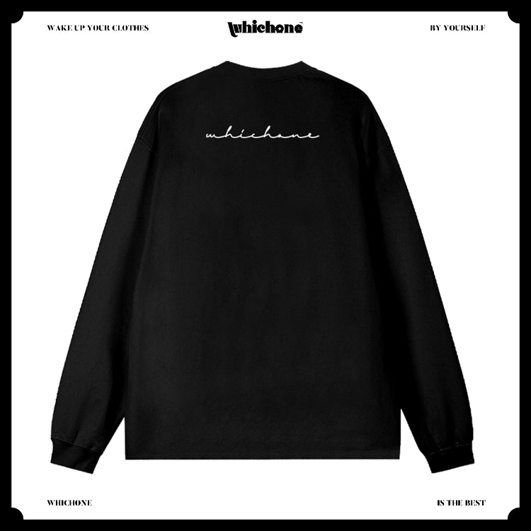 Customized Long Sleeve Round Neckline, Three-dimensional English pattern, black, white, pure cotton, matching outfits, whatever design you wantDZ2228
