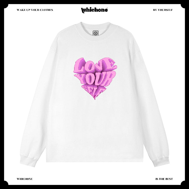 Customized Long Sleeve Round Neckline, three-dimensional heart pattern, black, white, pure cotton, matching outfits, whatever design you wantDZ2226