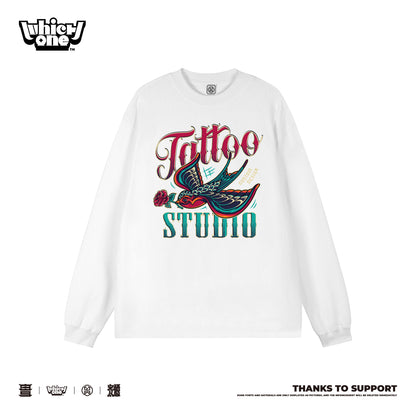 Customized Long Sleeve Round Neckline Top TATTOO, black, white, pure cotton, matching outfits, whatever design you wantDZ2211CX