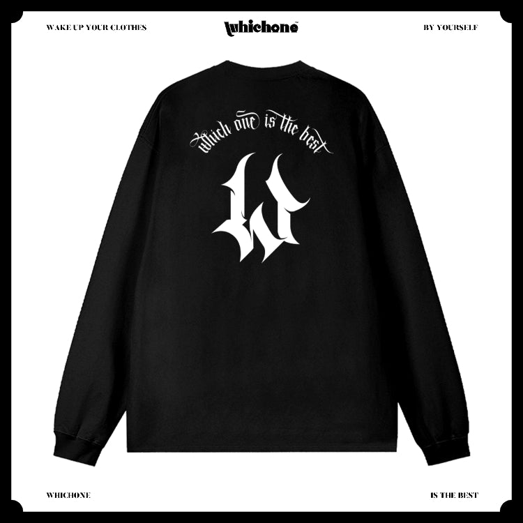 Customized Long Sleeve Round Neckline, gothic alphabet, black, white, pure cotton, matching outfits, whatever design you wantDZ2222